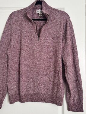 Original Penguin Heathered 2 tone Burgundy Quarter-Zip Pullover - Men's XL